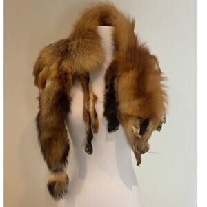Vintage Golden Red Fox Stole Wrap Scarf Taxidermy Luxurious Mob Wife Mad Men MCM